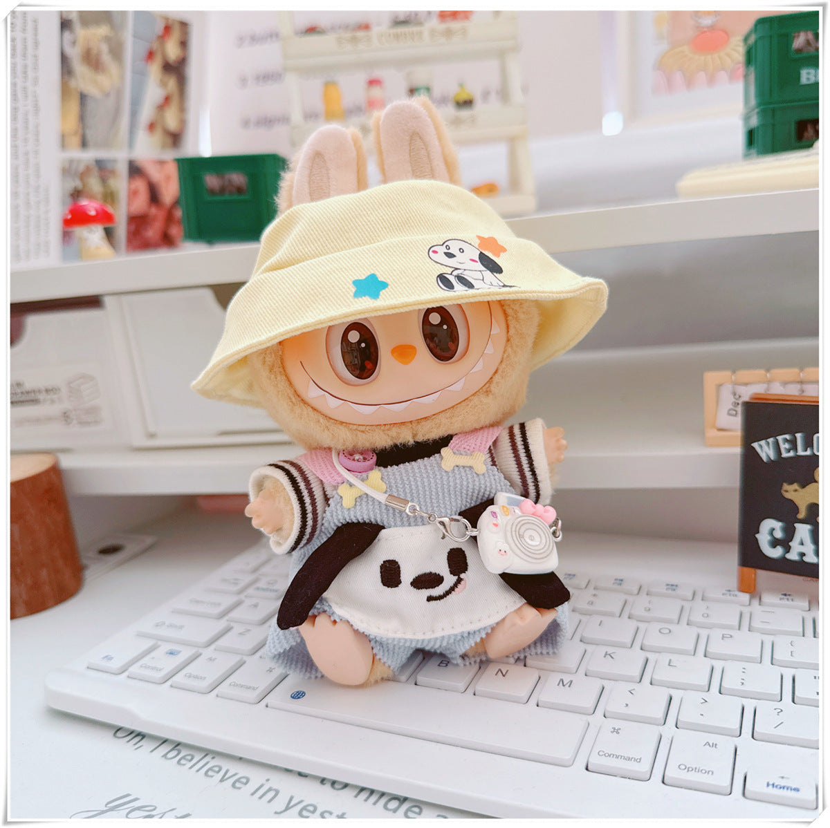 Labubu Doll Clothes - Sweet Dog Travel Outfit & Camera Bags