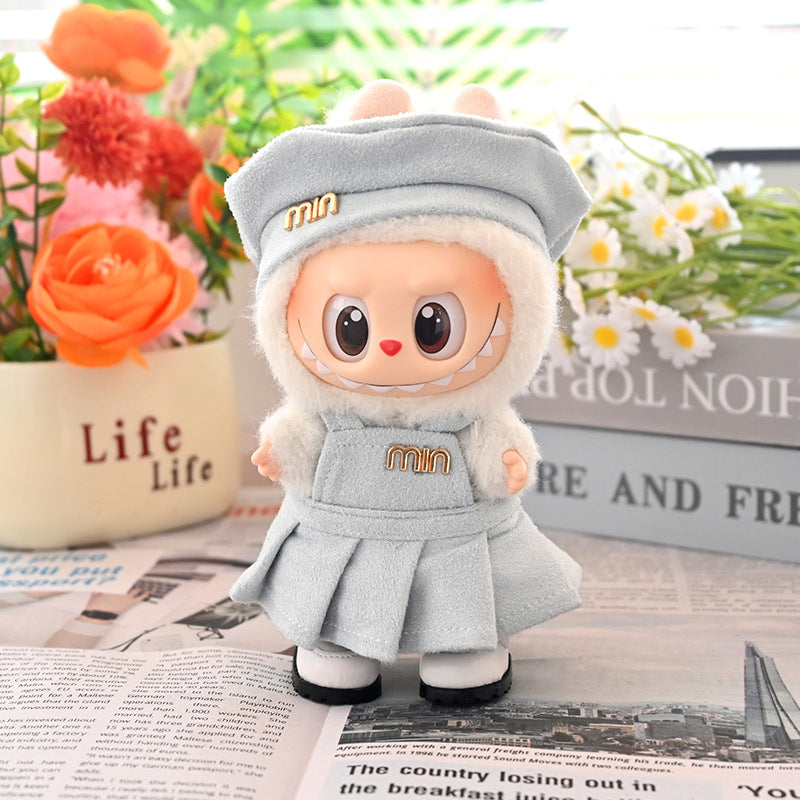 Labubu Doll Outfit - 17cm Pleated Skirt & Hat Set