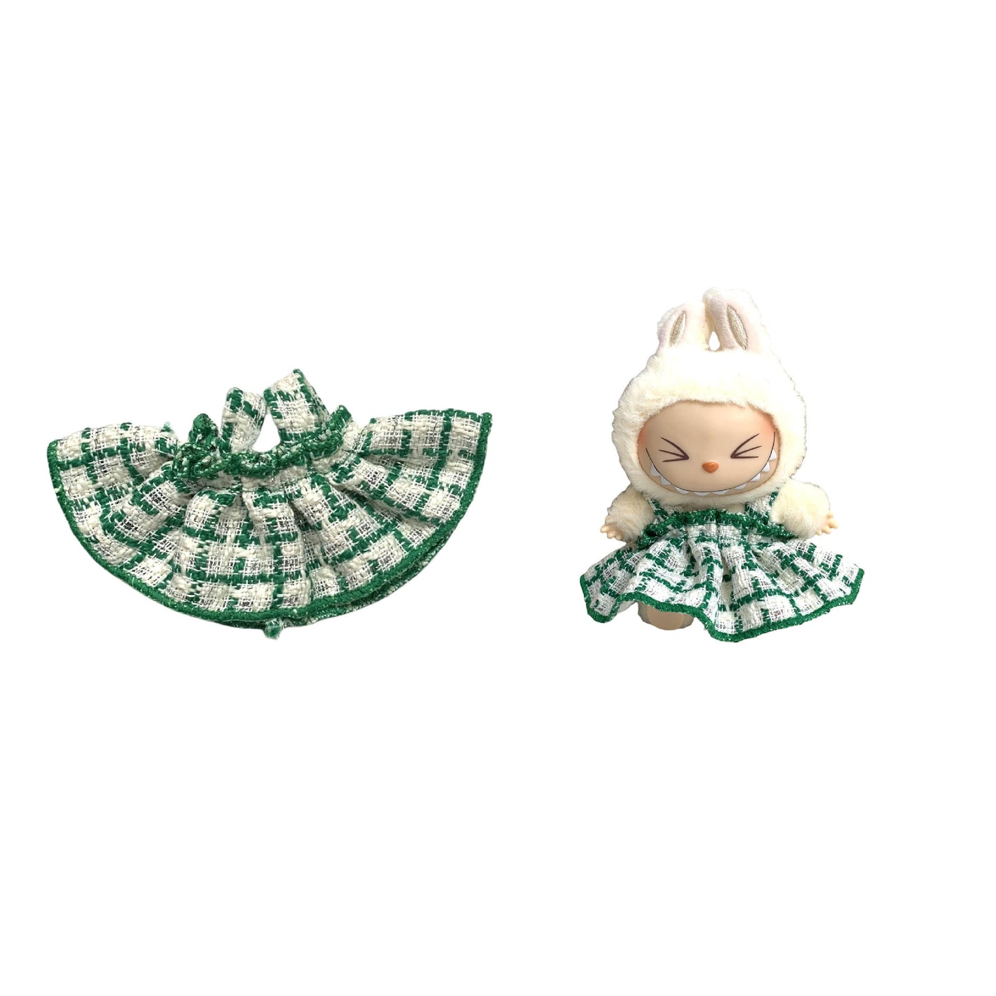 Labubu Doll Chanel Style Strap Dress Outfit for 15/17cm Dolls
