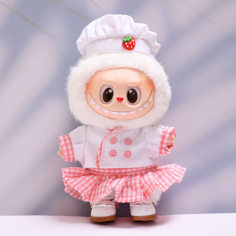 Labubu Chef Pink Skirt Set for 38cm Doll - Baby Clothes Outfit