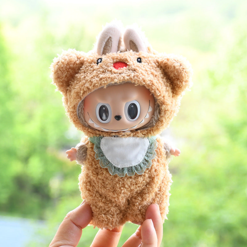 17cm Blind Box Rab Cloth Hand-in-Hand Frog Piglet Plush Christmas Suit labubu Pendant Snowman Doll Coat