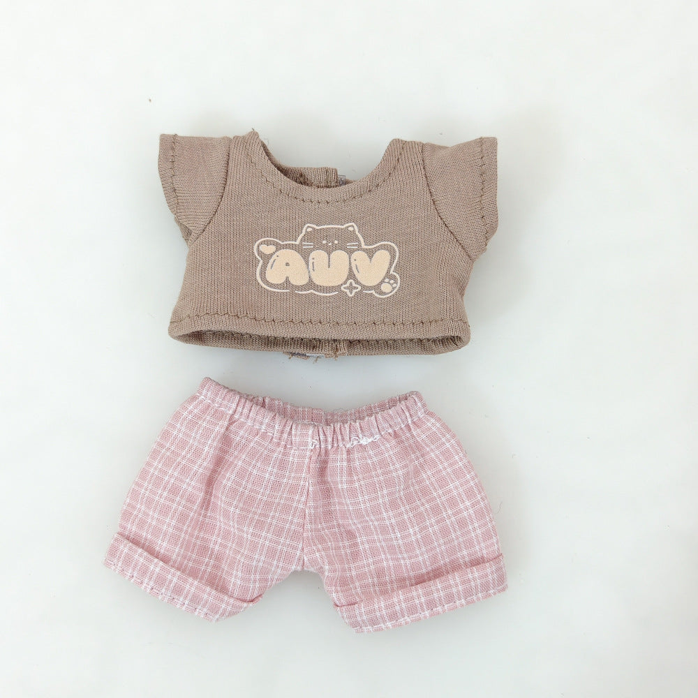 Labubu Doll Summer Outfit Set with Straw Hat & Canvas Shoes