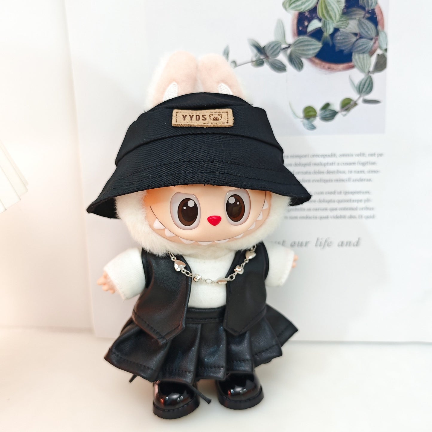 Labubu Doll Leather Outfit Set - Vest, Pants, Skirt & Accessories
