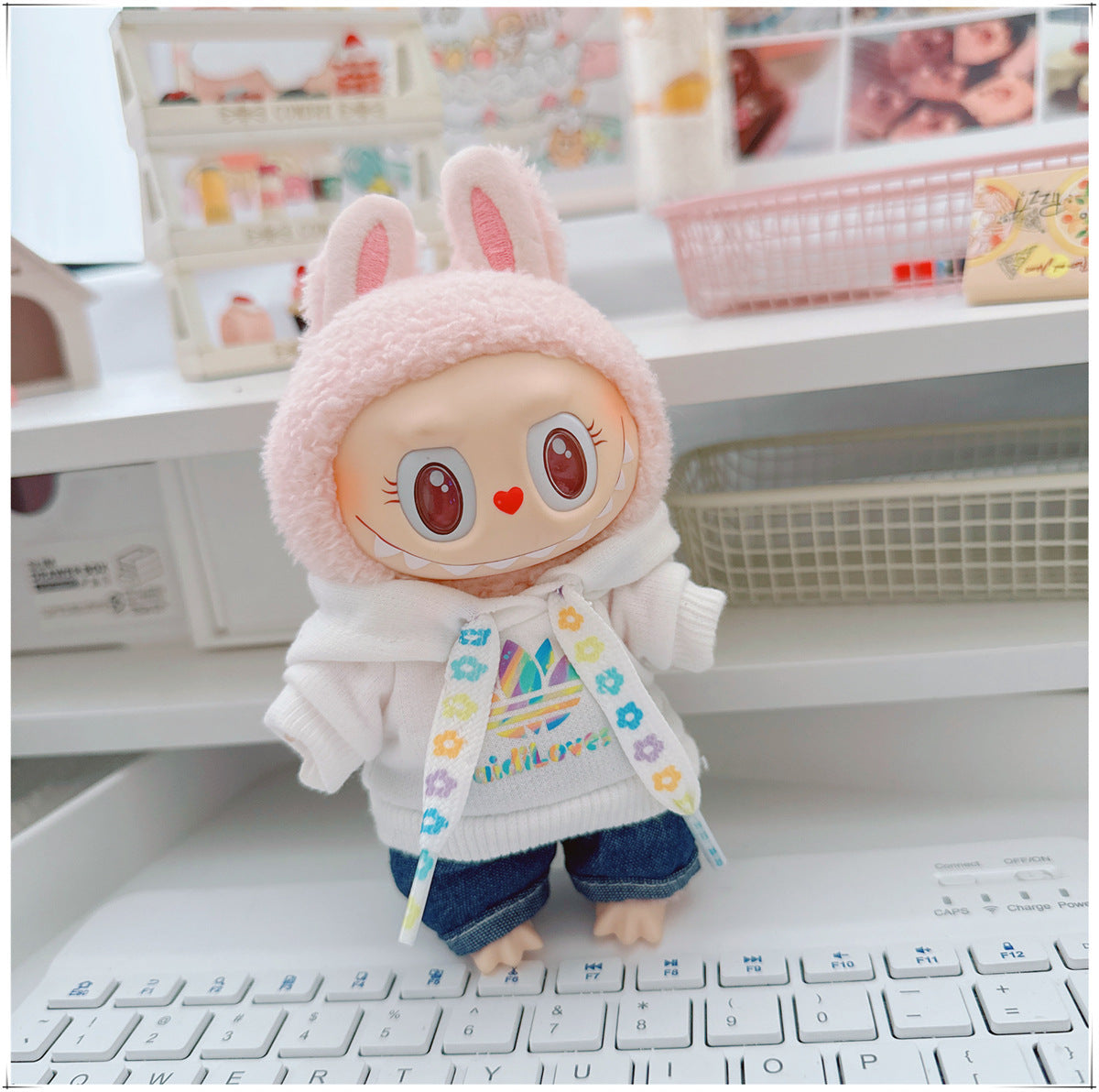 Labubu Doll Clothes - Trendy Hooded Sweatshirt & Pants for 10cm & 17cm Dolls