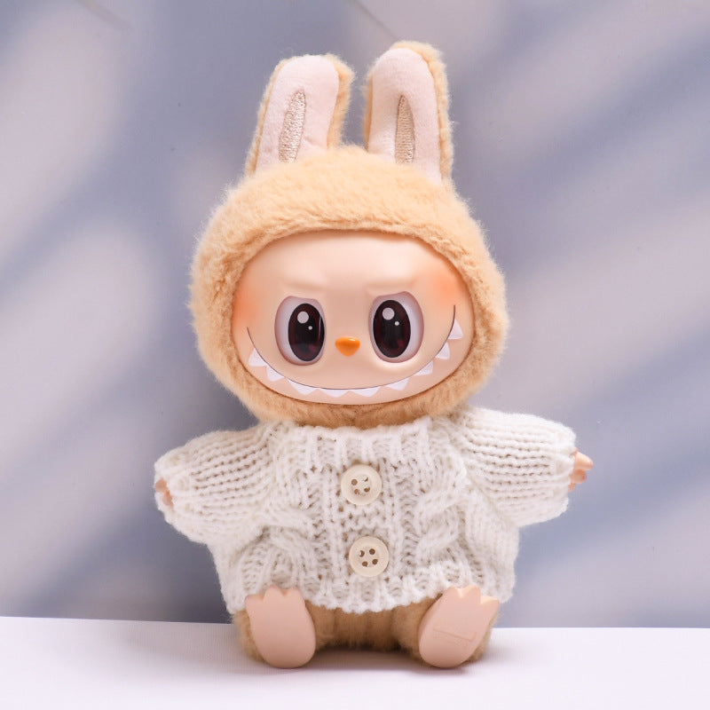 Labubu Doll Button Sweater & Hat Outfit Set for 1st & 2nd Gen Pendants