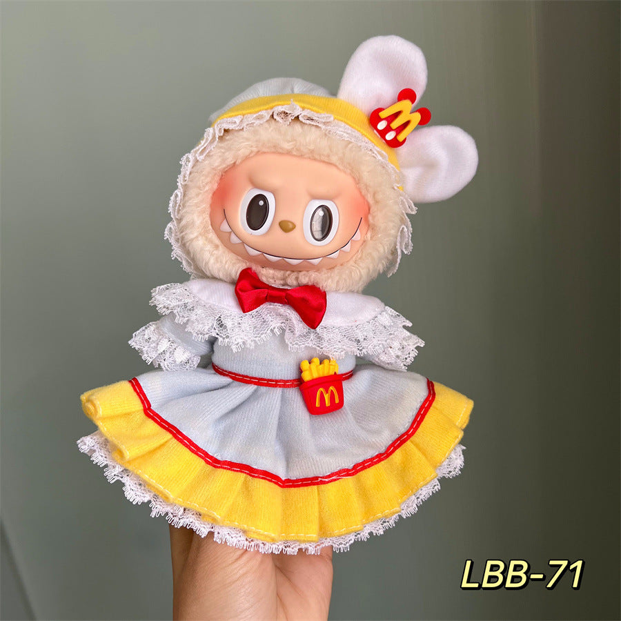 Only clothes for sale cloth baby clothes 17cm plush vinyl labubu sit party generation two generation for suit