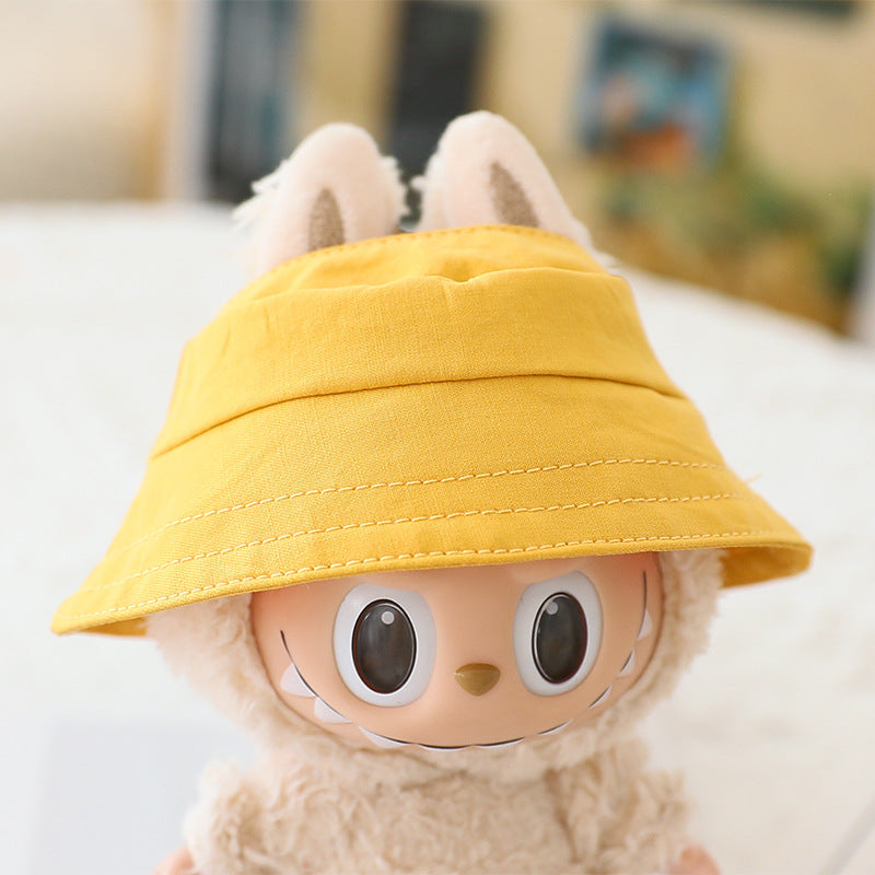 The first and second generation labubu sit party doll clothes the third generation cola vinyl blind box clothes fisherman hat suspenders pants suit