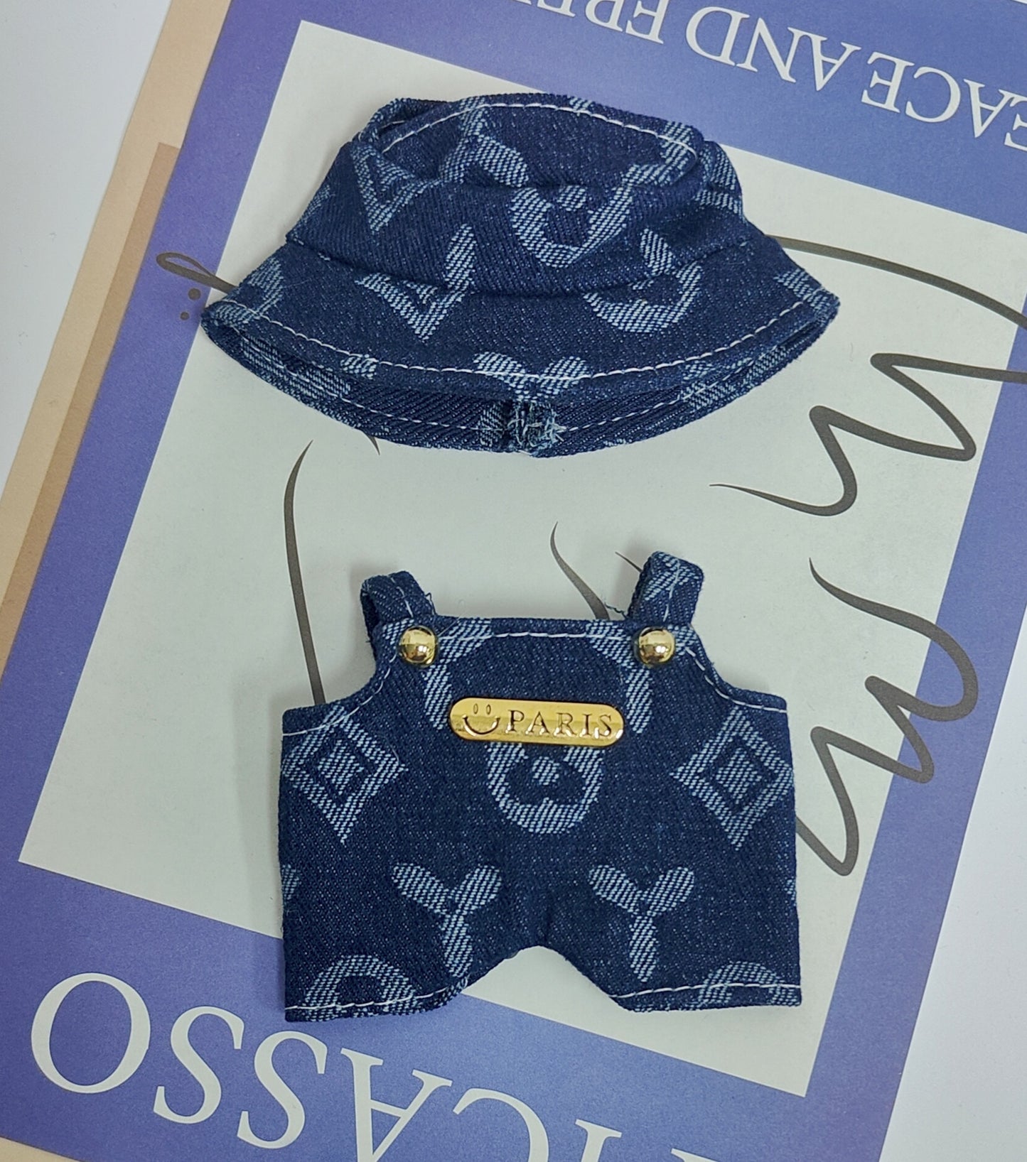 Labubu Doll Outfit - Pink & Denim Skirt Suit for 16-20cm Dolls