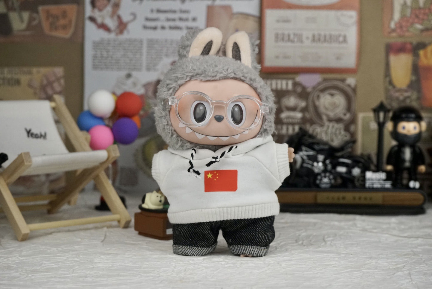 17cm Labubu Doll Hooded Vest Outfit - DIY Matching Clothes