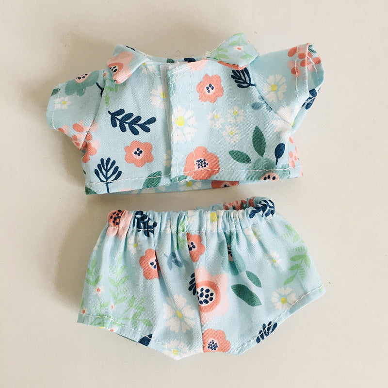 17cm Vinyl Plush Doll Clothes Rags Cloth Pendant Floral Shirt Shorts Clothing Accessories Doll Doll Clothes