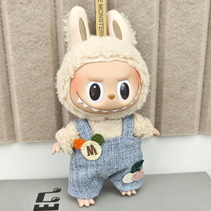 17cm Labubu Doll Outfit - Suspenders & Overalls for Vinyl Dolls