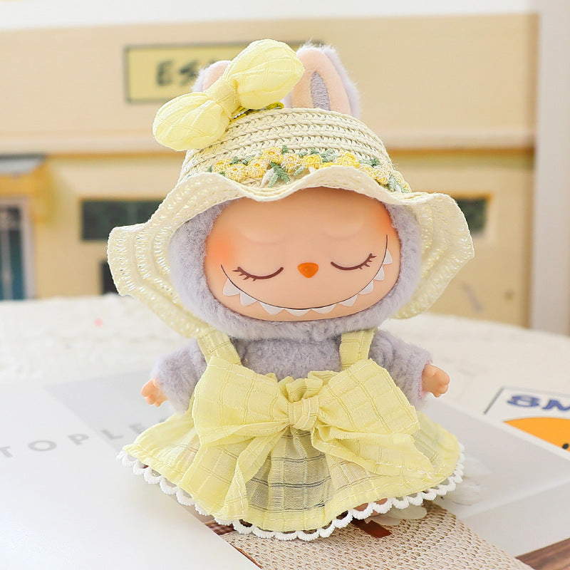 Generation II Blind Box Labubu Pendant Clothes Rab Cloth Sit Clothes Baby Clothes Pink Love Bear dress