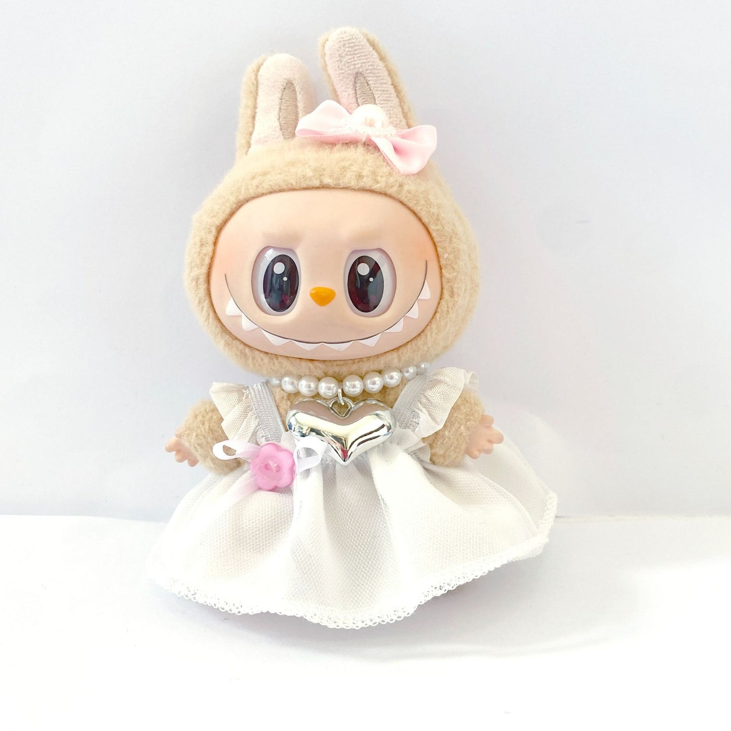Labubu Doll Princess Dress with Pearl Necklace - 17cm Doll Clothes
