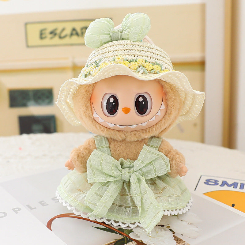 Generation II Blind Box Labubu Pendant Clothes Rab Cloth Sit Clothes Baby Clothes Pink Love Bear dress