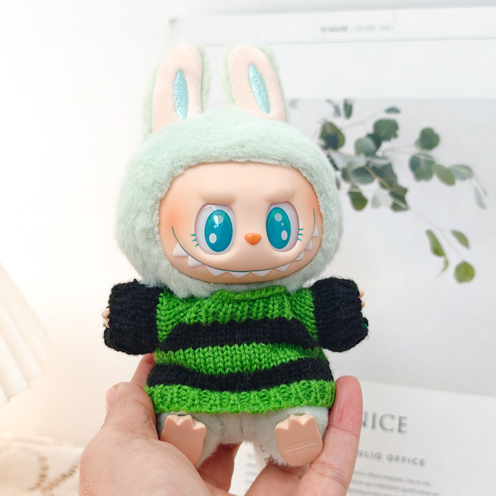 Clothing Only: First, Second, and Third Generation Blind Box Labubu Pendant Clothing, Sitting Labubu Party Doll Pink Sweater