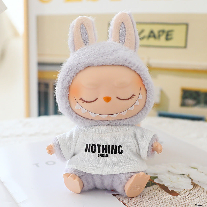 17cm labubu doll coat generation 2 labubu sitting party for leather jacket coat skirt hat shoes