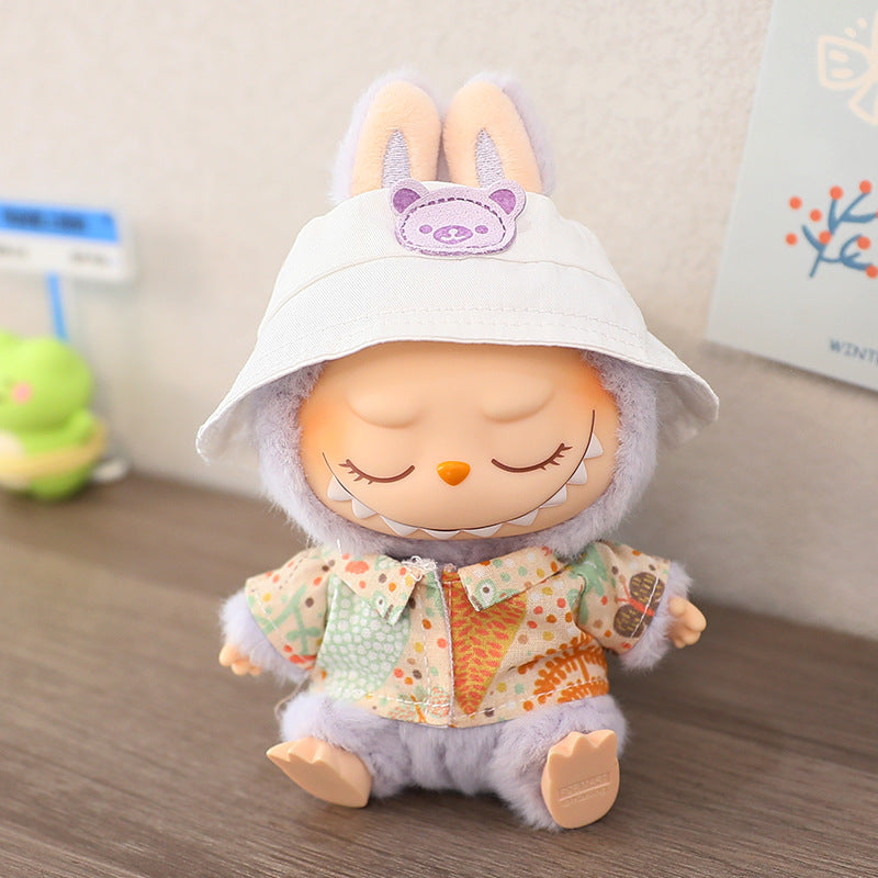 LABUBU cloth clothes sit party heart Macaron 17cm 15cm vinyl pendant hat shirt
