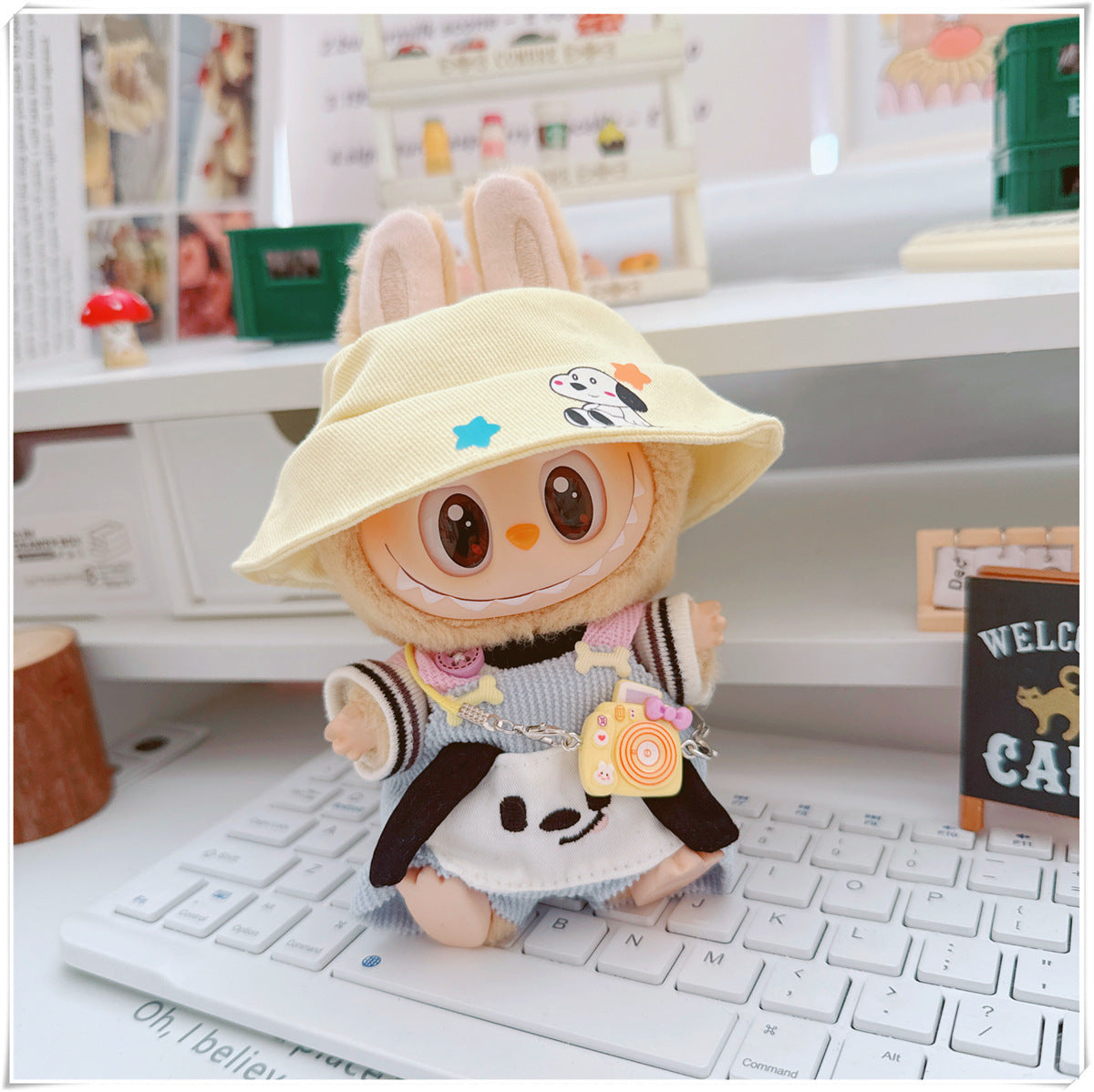 Labubu Doll Clothes - Sweet Dog Travel Outfit & Camera Bags