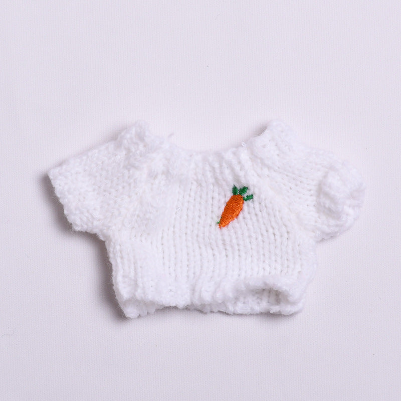 Labubu Doll Winter Outfit - White Sweater & Smiley Wool Hat for 17cm Pendant