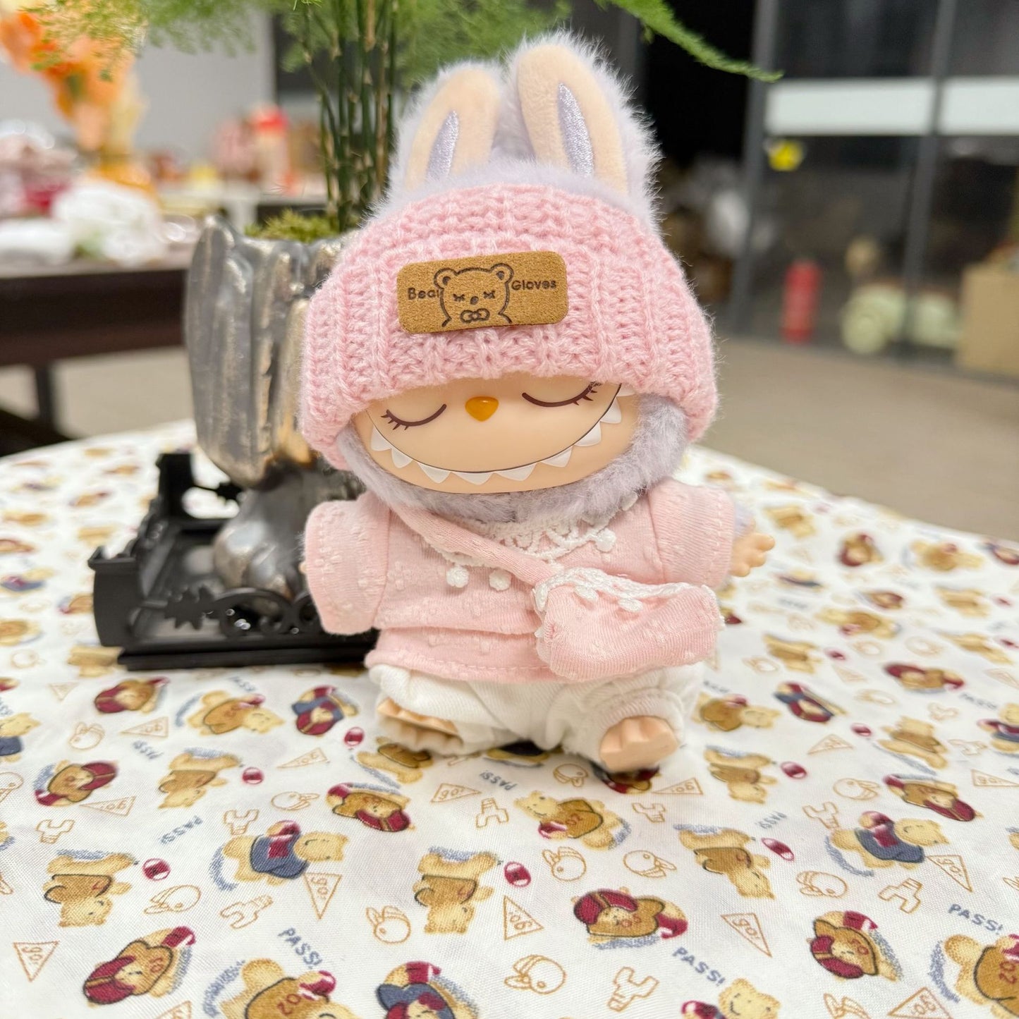 The first and second generation of blind box vinyl rag cloth pendant clothes LABUBU doll for green pink wave peas clothing