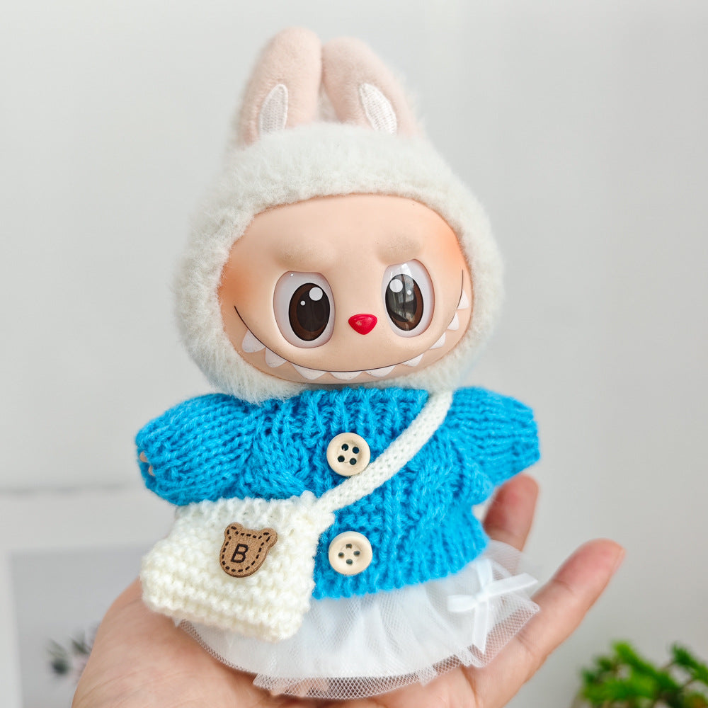 Labubu Doll Outfit - 17cm Sweater, Skirt & Accessories Set