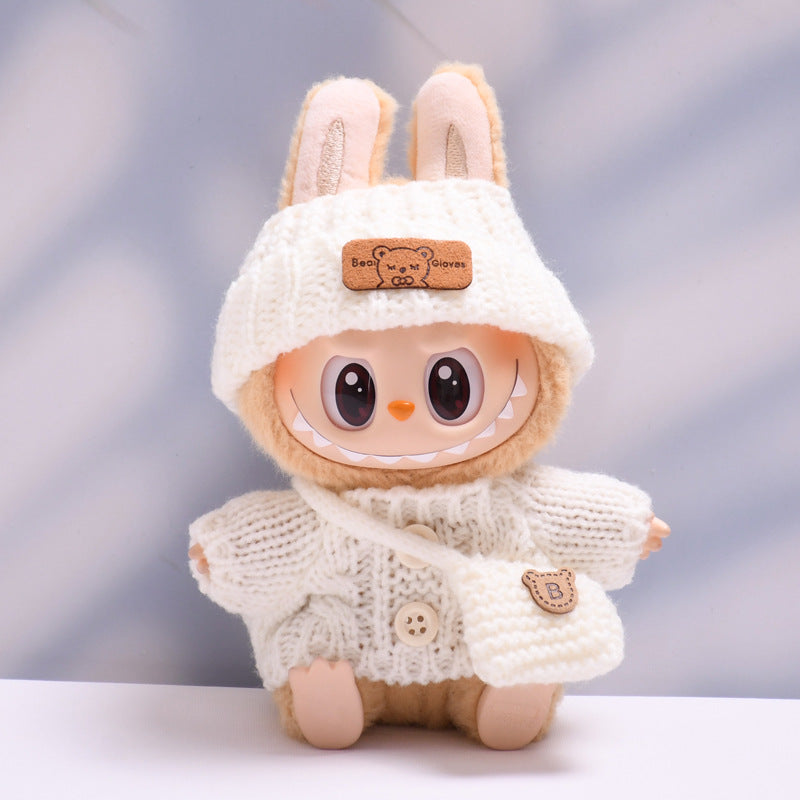 Labubu Doll Button Sweater & Hat Outfit Set for 1st & 2nd Gen Pendants