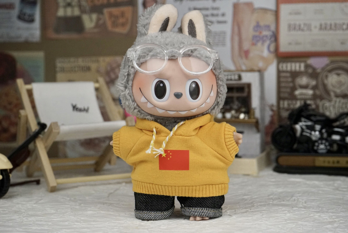 17cm Labubu Doll Hooded Vest Outfit - DIY Matching Clothes