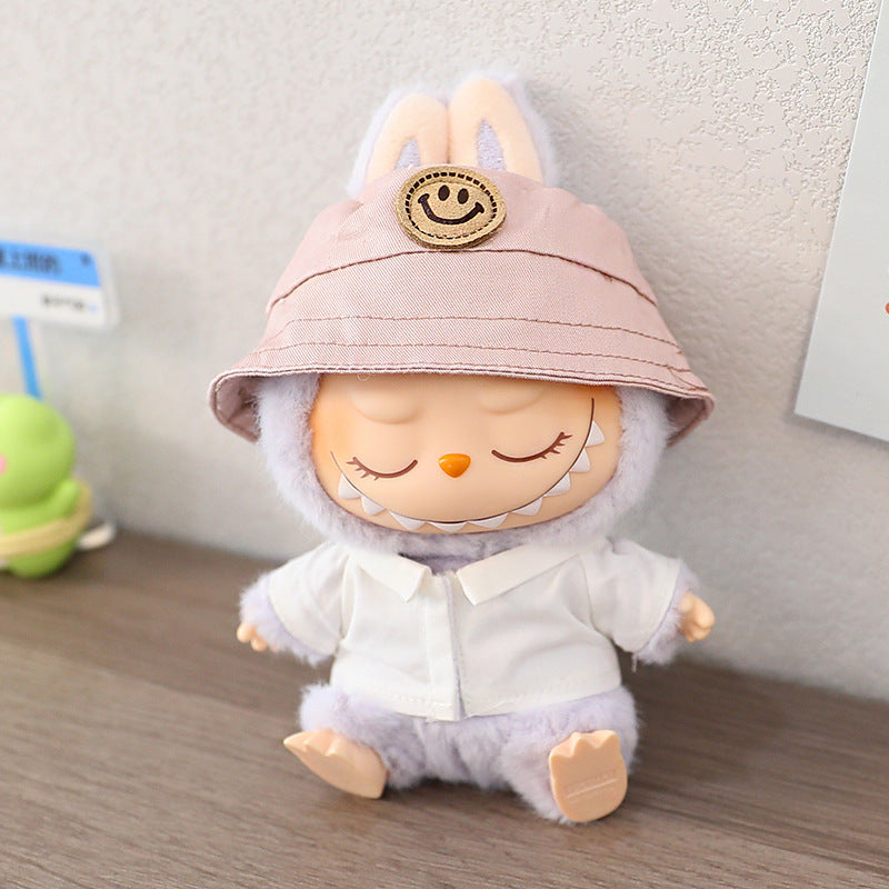LABUBU cloth clothes sit party heart Macaron 17cm 15cm vinyl pendant hat shirt