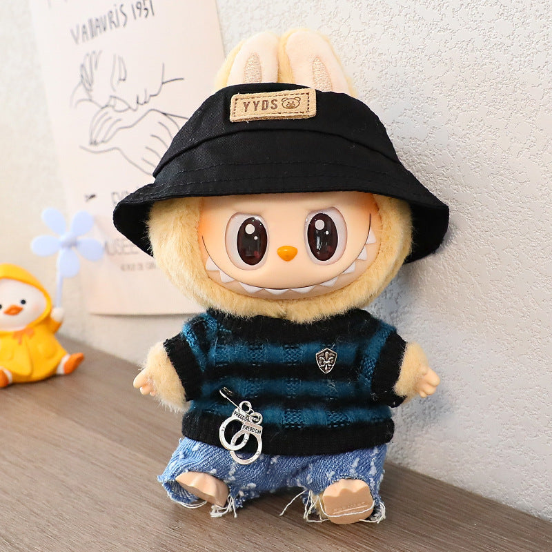 Generation One and Two Rags Clothes Labubu Blind Box Keychain Vinyl Doll Sweater suit Hat Shoes Glasses
