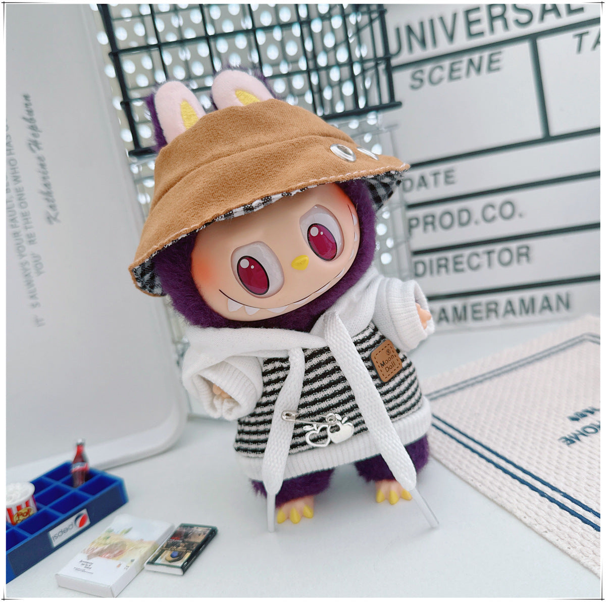 Labubu Doll Outfit - Striped Sweater & Hat Set for 17cm Labubu