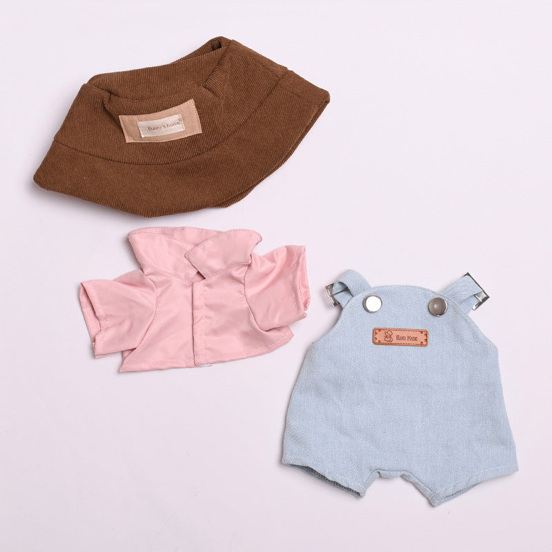Labubu Doll Outfit - Pink Shirt & Denim Overalls for 38cm Labubu