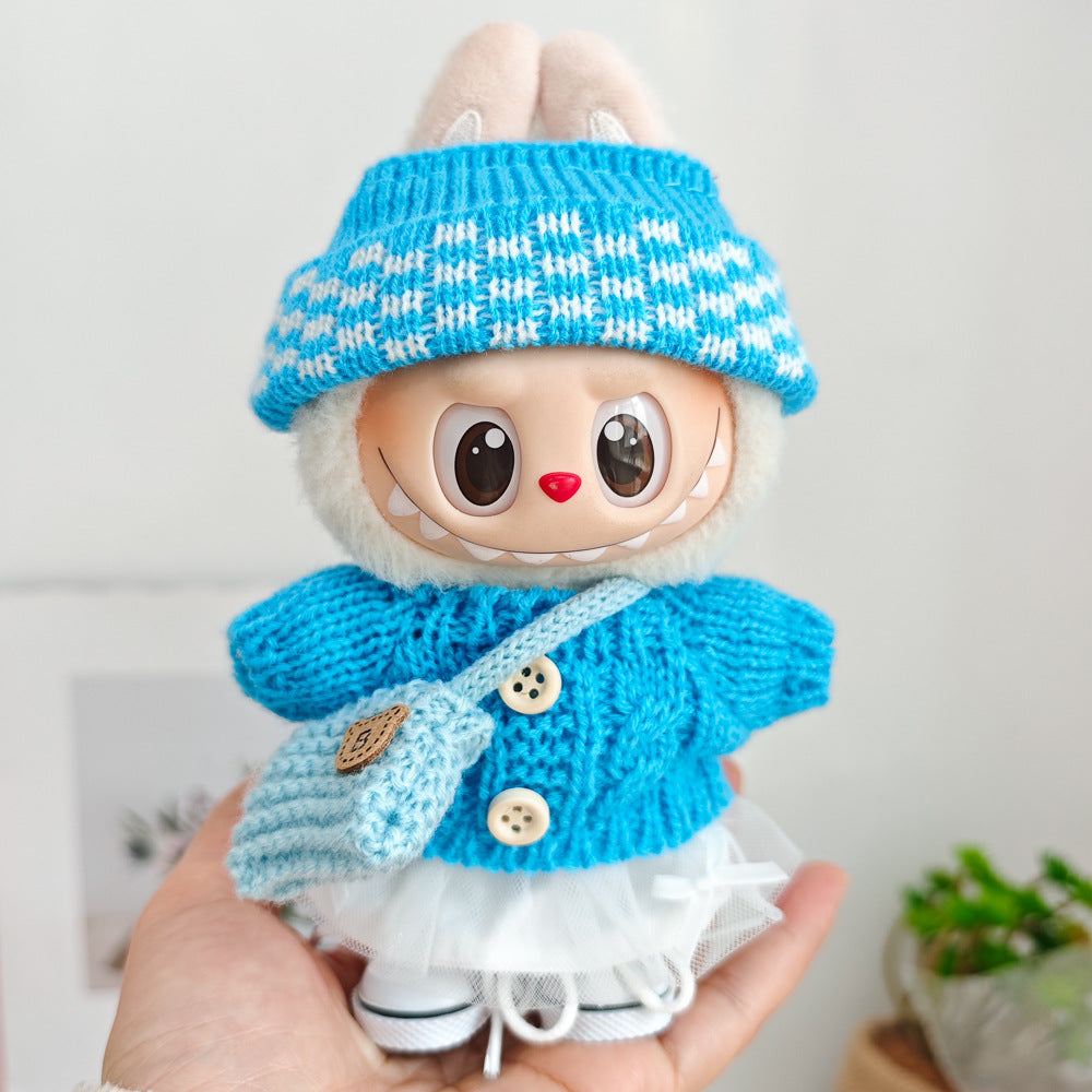 Labubu Doll Outfit - 17cm Sweater, Skirt & Accessories Set