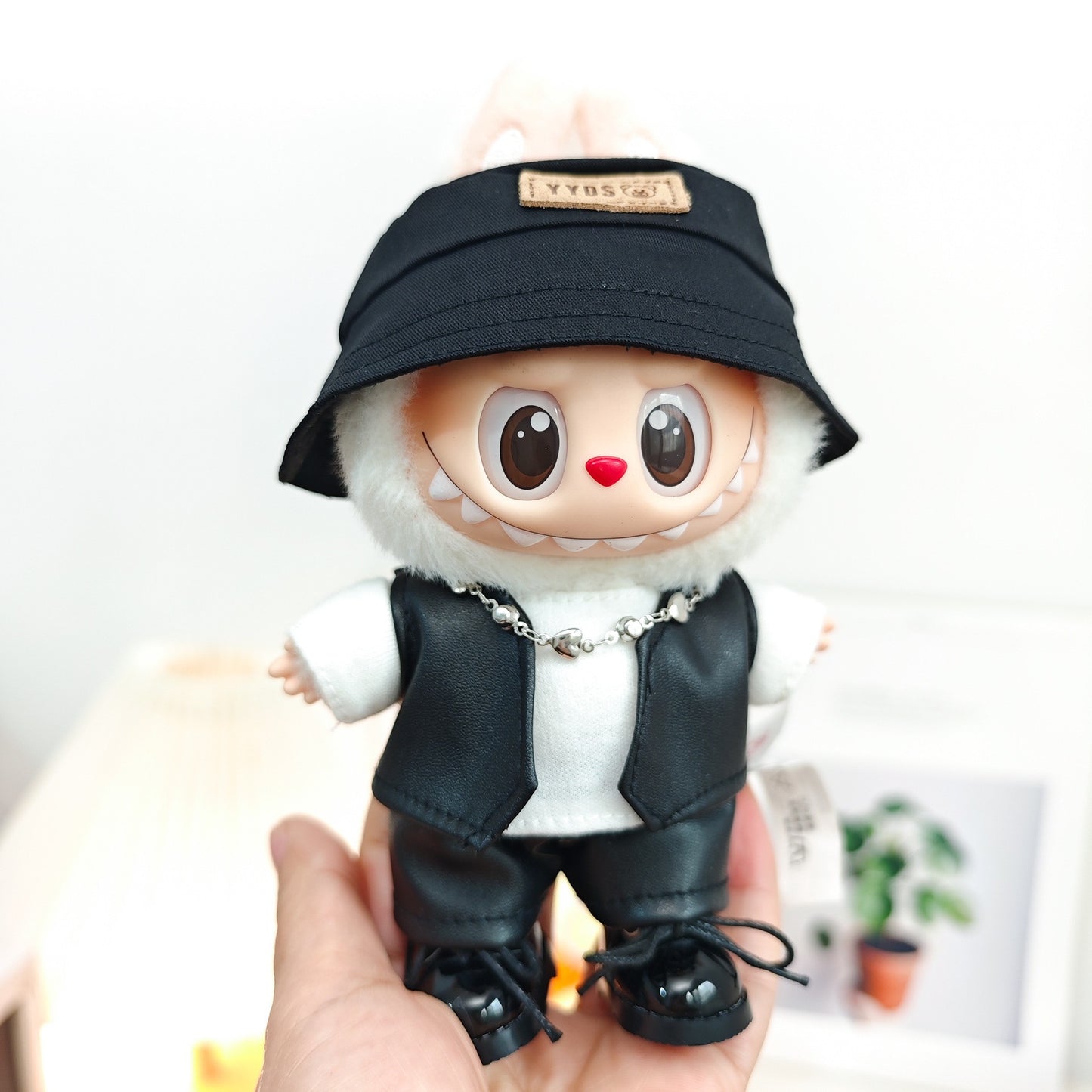 Labubu Doll Leather Outfit Set - Vest, Pants, Skirt & Accessories