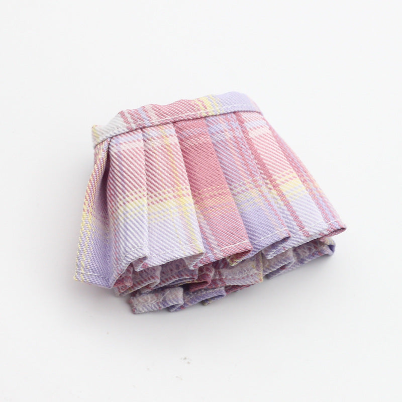 Labubu Doll Pleated Skirt for 17cm Vinyl Doll - Plaid & Solid Colors