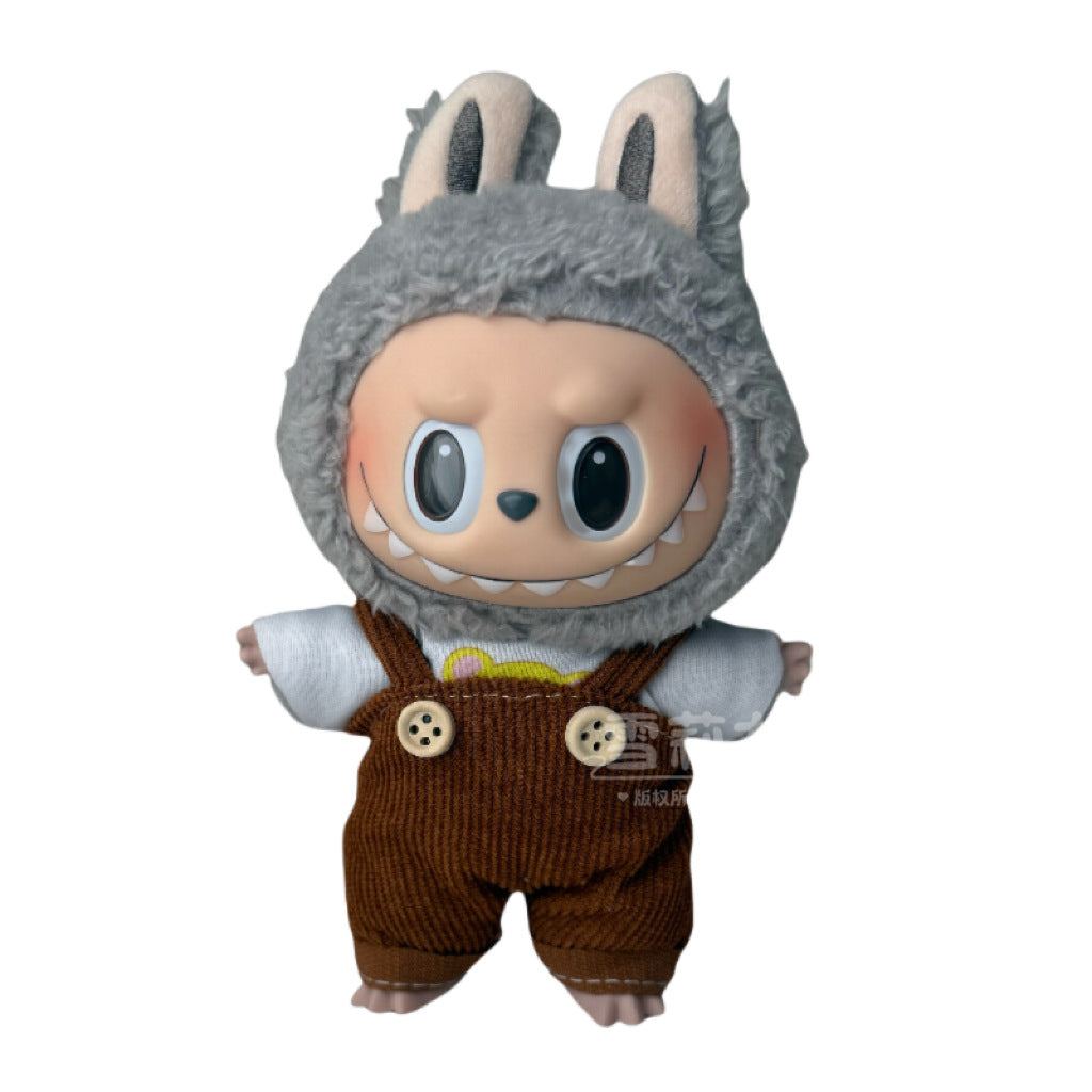 Labubu Doll Outfit - 17cm Baby Clothes with Straw Hat & Sling Dress