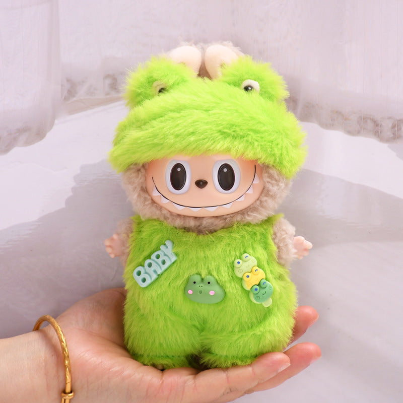 17cm Blind Box Rab Cloth Hand-in-Hand Frog Piglet Plush Christmas Suit labubu Pendant Snowman Doll Coat