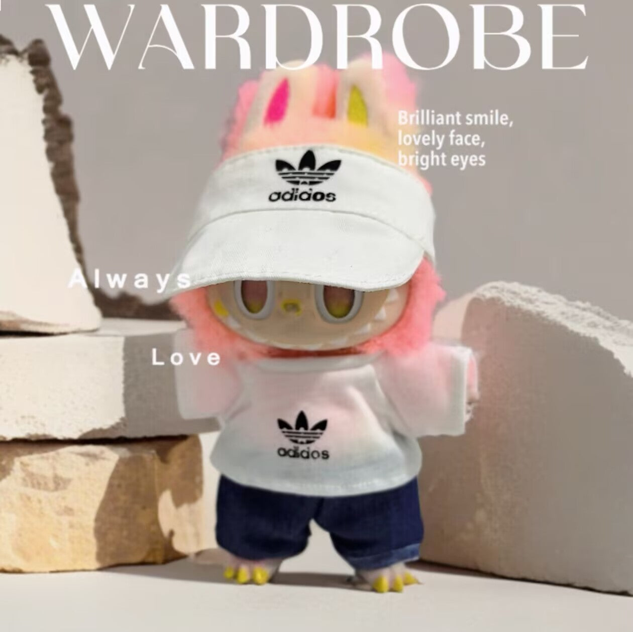 Labubu Doll Outfit - Black & White Hoodie & Pants Set