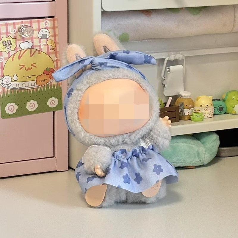 Labubu Doll Outfit - 17cm Baby Clothes Set with Bear Ear Hat