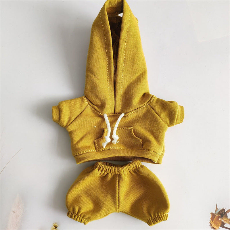17cm Vinyl Macaron Plush Keychain Labubu Pendant Labubu Doll Wear suit for Sweatshirt Pants