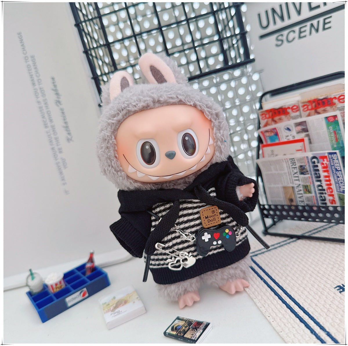 Labubu Doll Outfit - Striped Sweater & Hat Set for 17cm Labubu