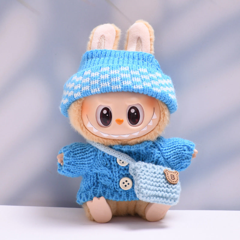 Labubu Doll Button Sweater & Hat Outfit Set for 1st & 2nd Gen Pendants