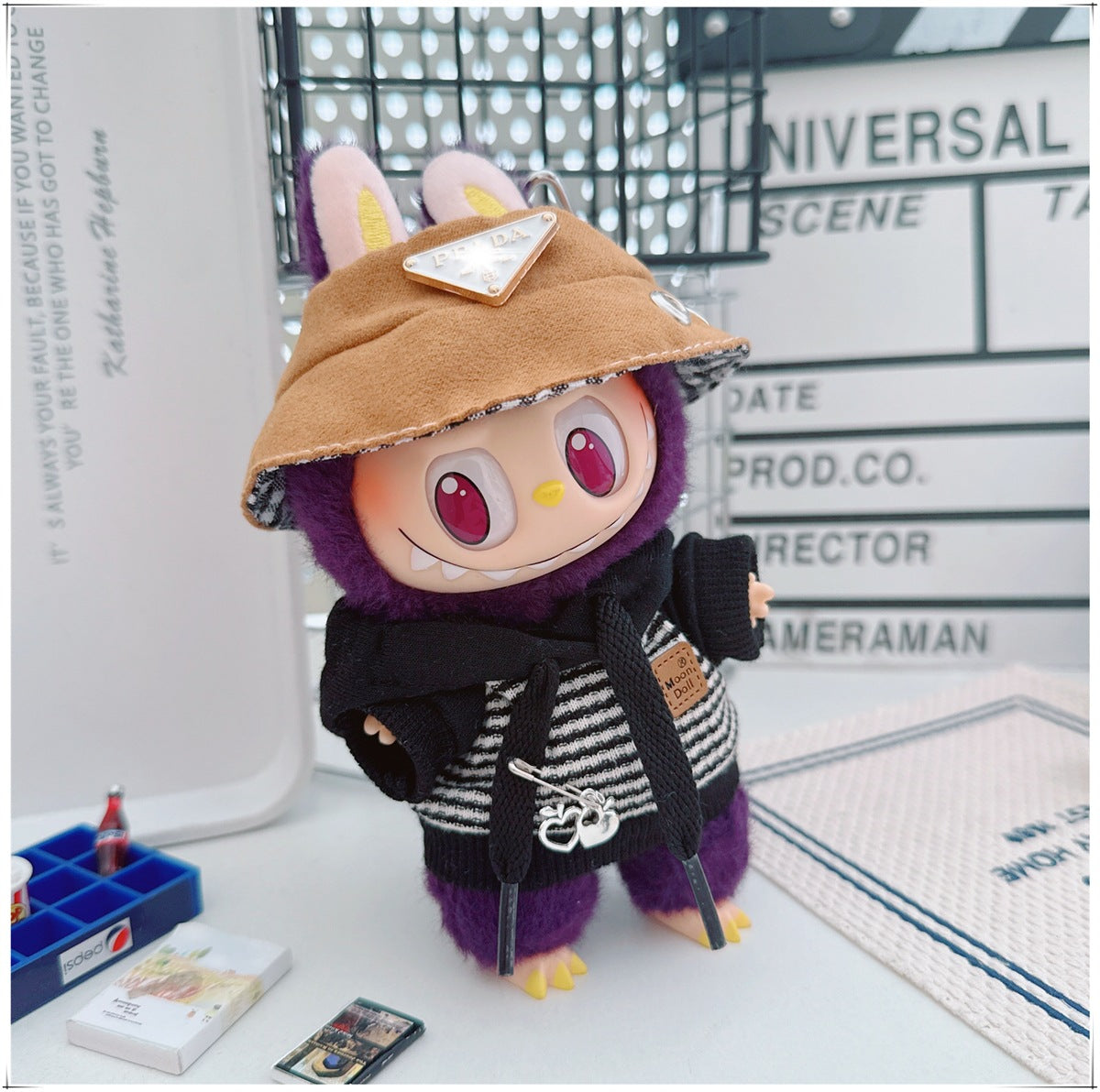 Labubu Doll Outfit - Striped Sweater & Hat Set for 17cm Labubu