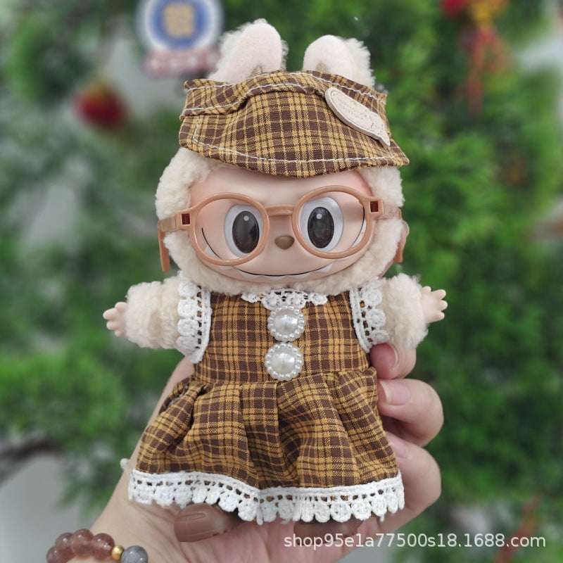 Labubu Doll Clothes for 17cm Plush Doll - Cute Dress-Up Outfits