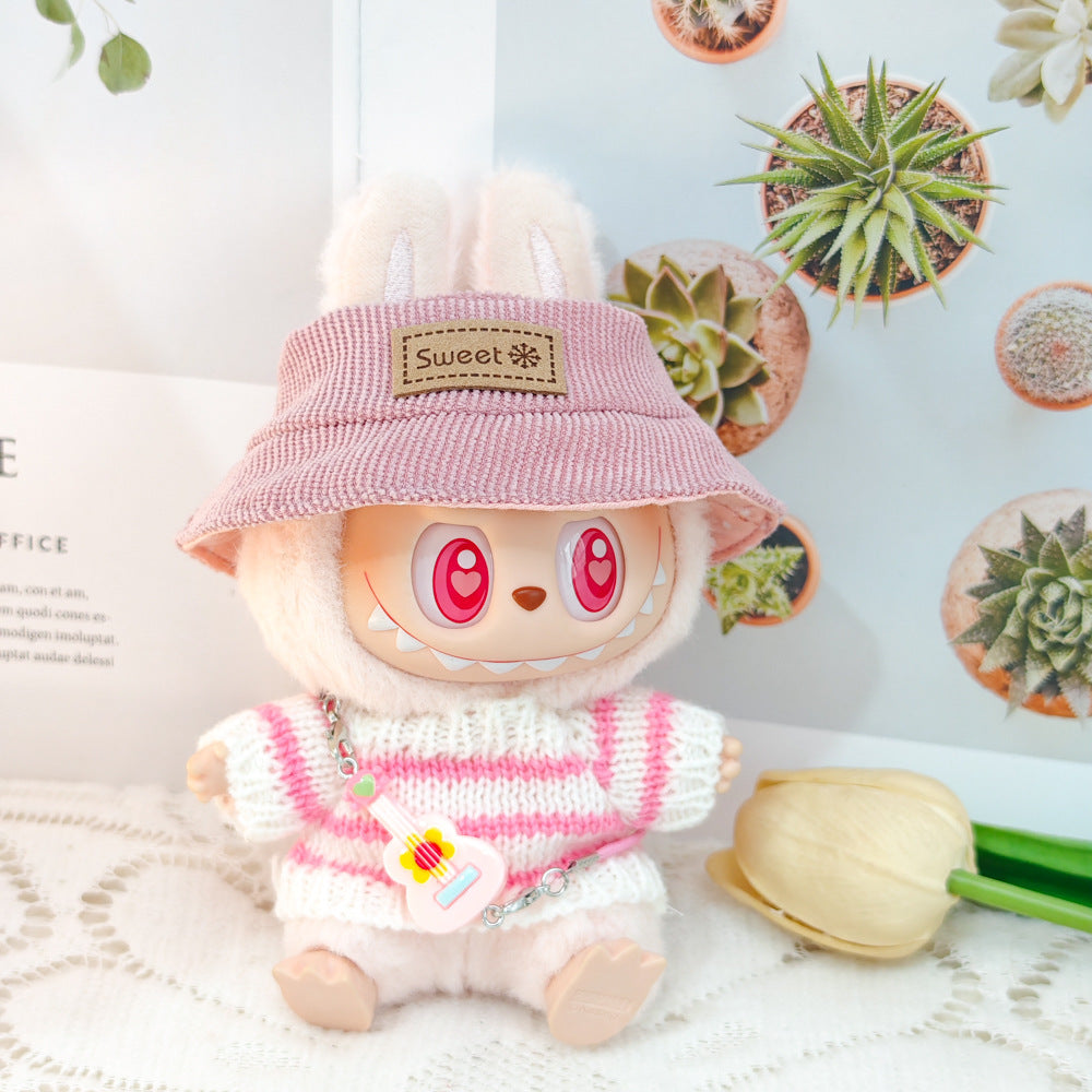 Clothing Only: First, Second, and Third Generation Blind Box Labubu Pendant Clothing, Sitting Labubu Party Doll Pink Sweater