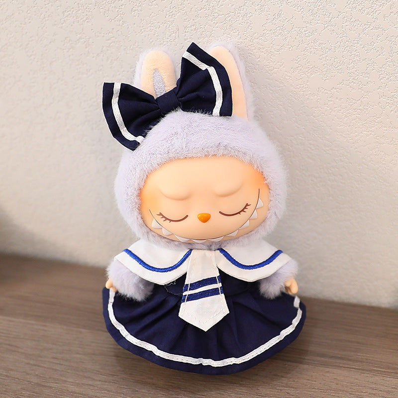 The first and second generation of blind box with Labubu doll clothes plush vinyl face doll pendant pull cloth sit party series