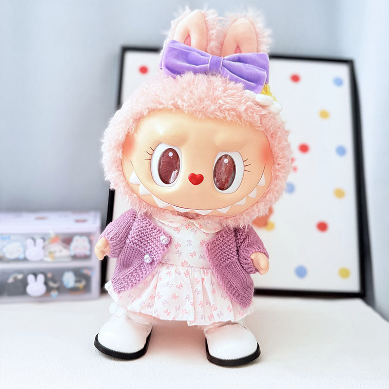 Labubu 38cm Doll Dress - Sweet Heart Outfit & Accessories