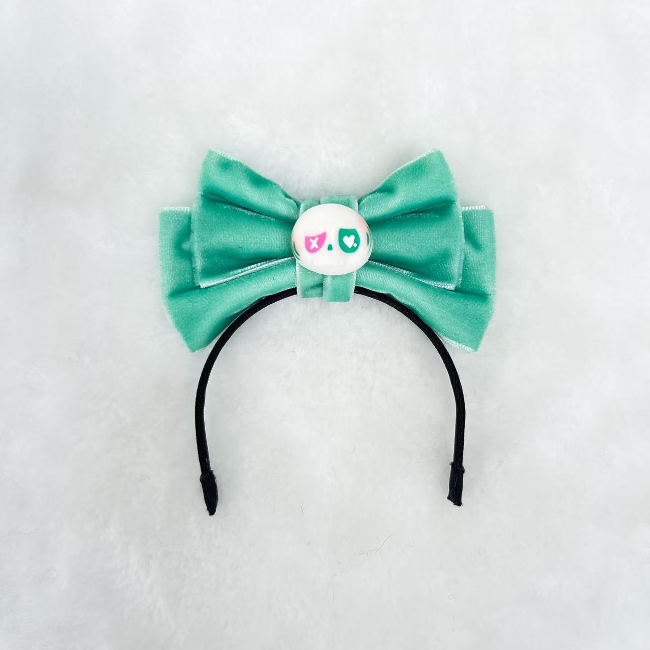 Labubu Candy Color Bow Headband - Orange, Sky Blue, Emerald, Fruit Green, Rose Pink