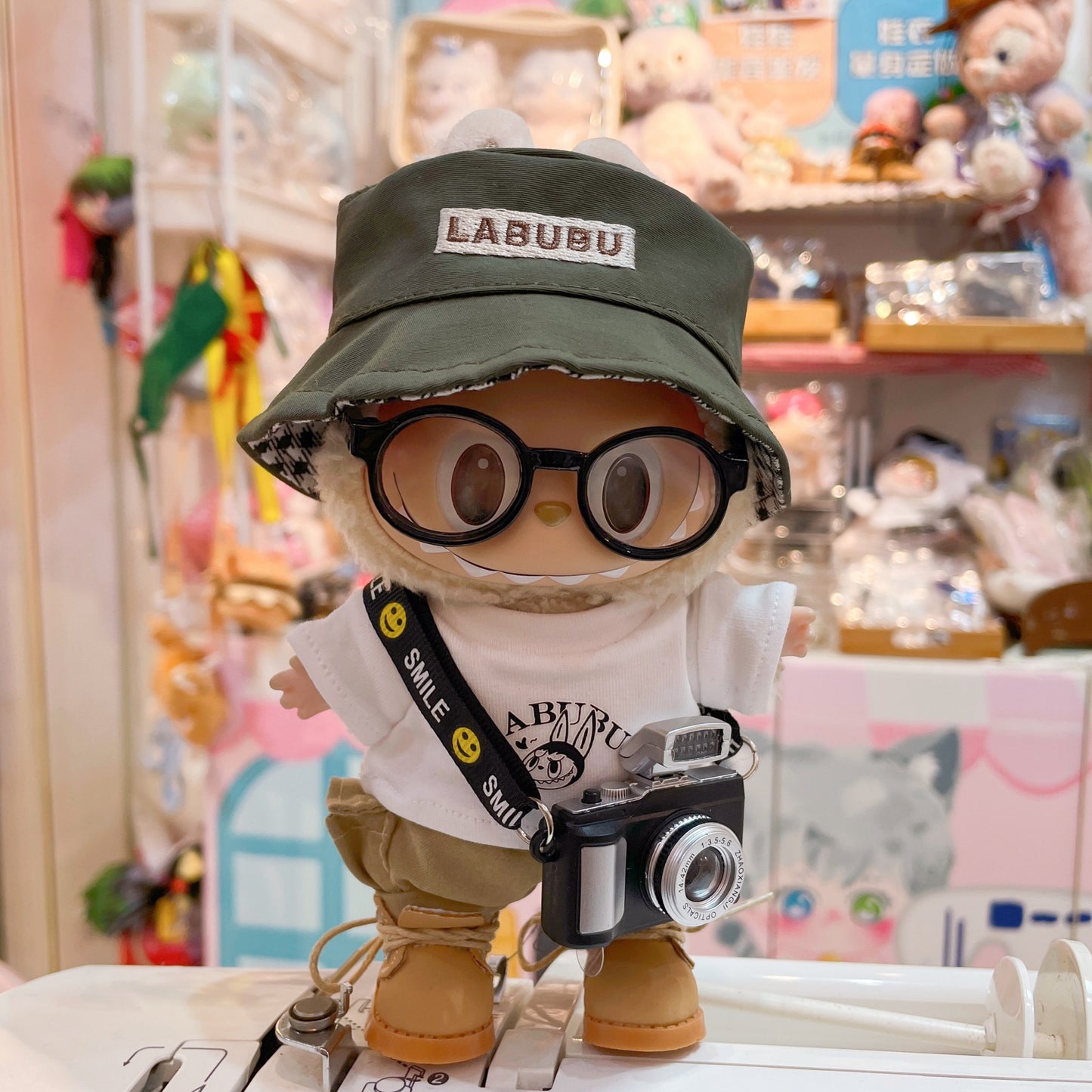 17cm Labubu Doll Outfit - Denim & Gray Suspender Suit Sets