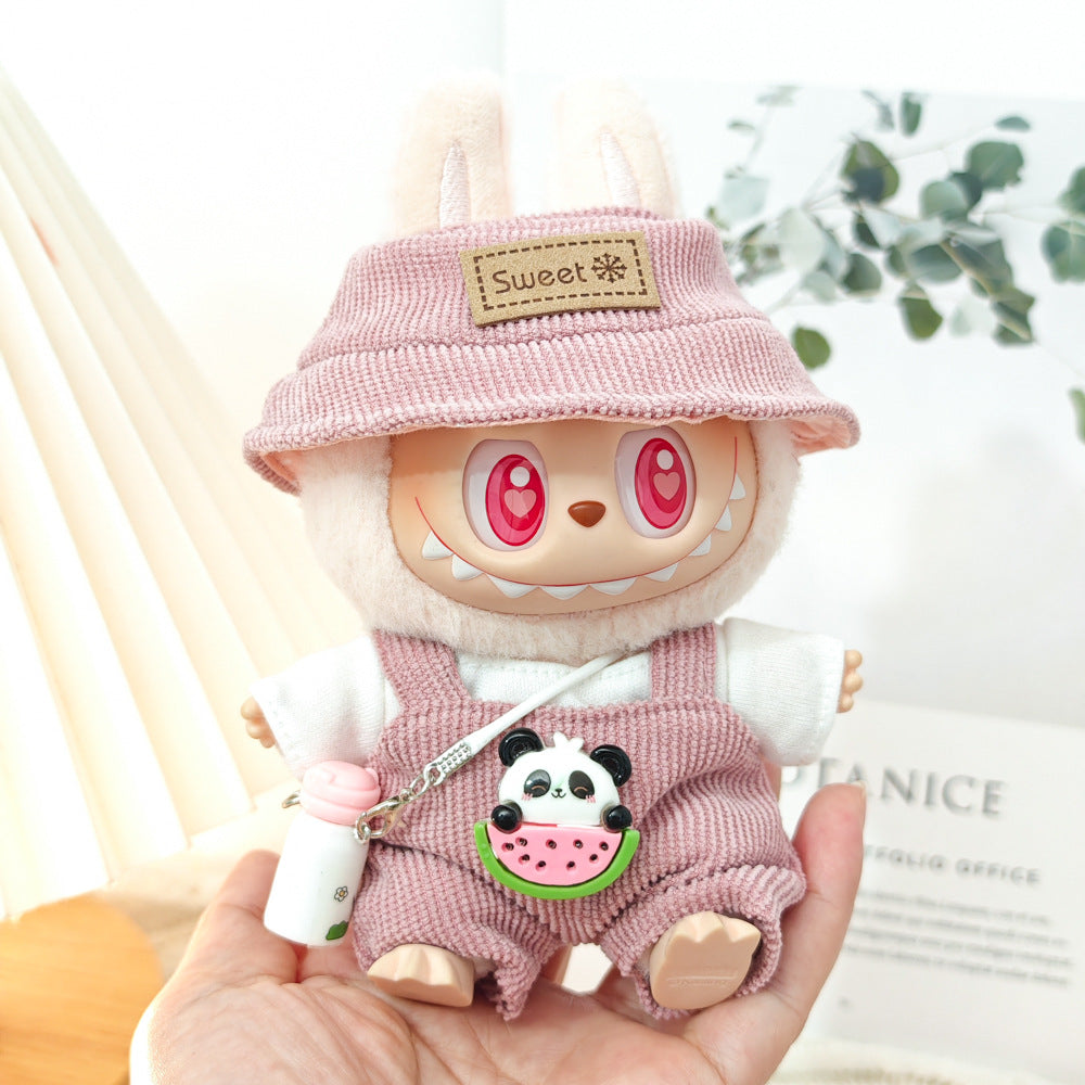 Labubu Doll Outfit Set - Panda Overalls & Hat for 1st & 2nd Gen