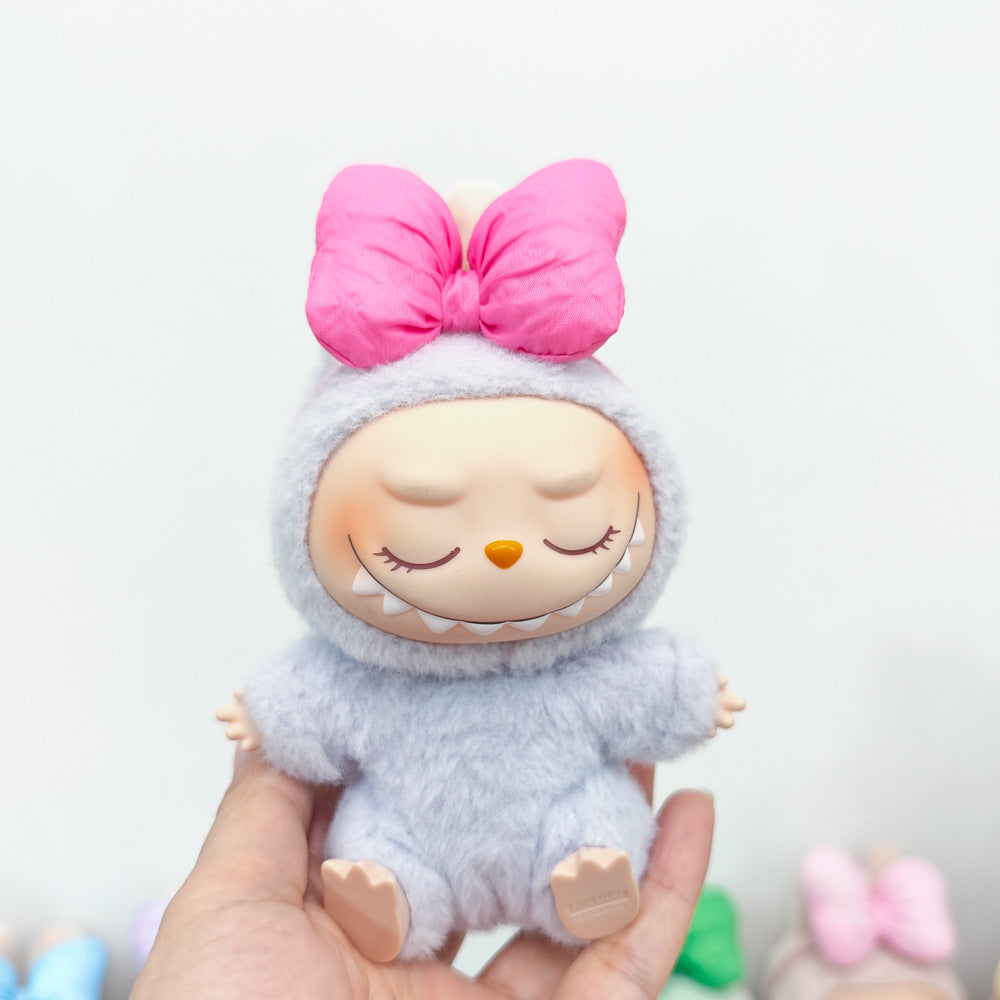 Labubu Doll Outfit Set - Knitted Sweater & Gauze Skirt with Bow Headband